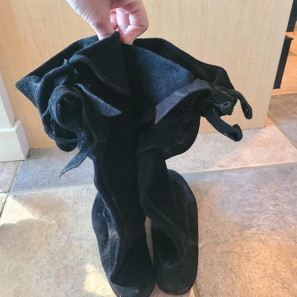 Aldo black Y2K suede pirate boots with back laces size 38 - Picture 2 of 9